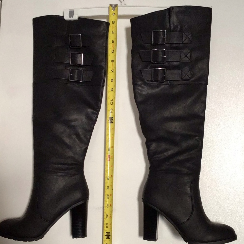 Over the Knee Combat Boots in Black